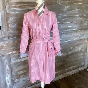 Brooks Brothers Classic Oxford Shirt dress pink & white size 8